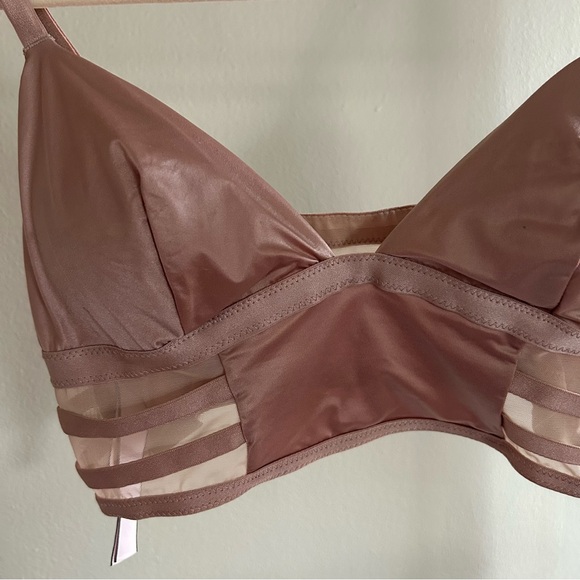Victoria’s Secret rose gold strappy silk bralette with mesh paneling Size S - Picture 7 of 8